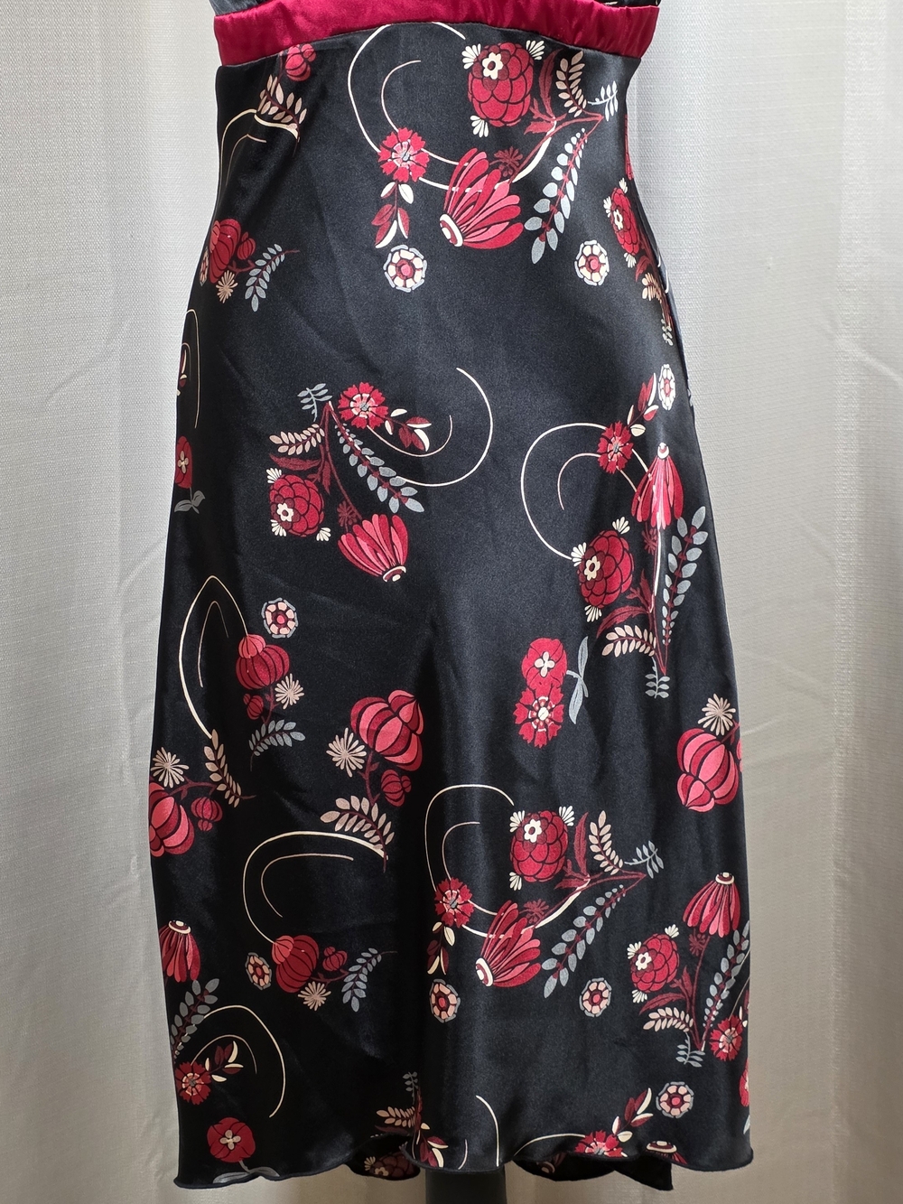 Y2K Satin Floral Empire Waist Dress - Picture 3 of 13